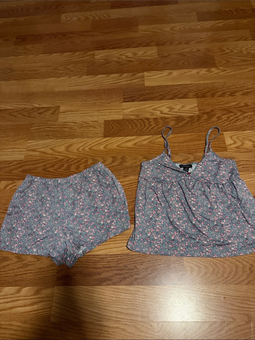 Nanette Lepore Gray Floral Cotton Pajama Tank & Shorts Set